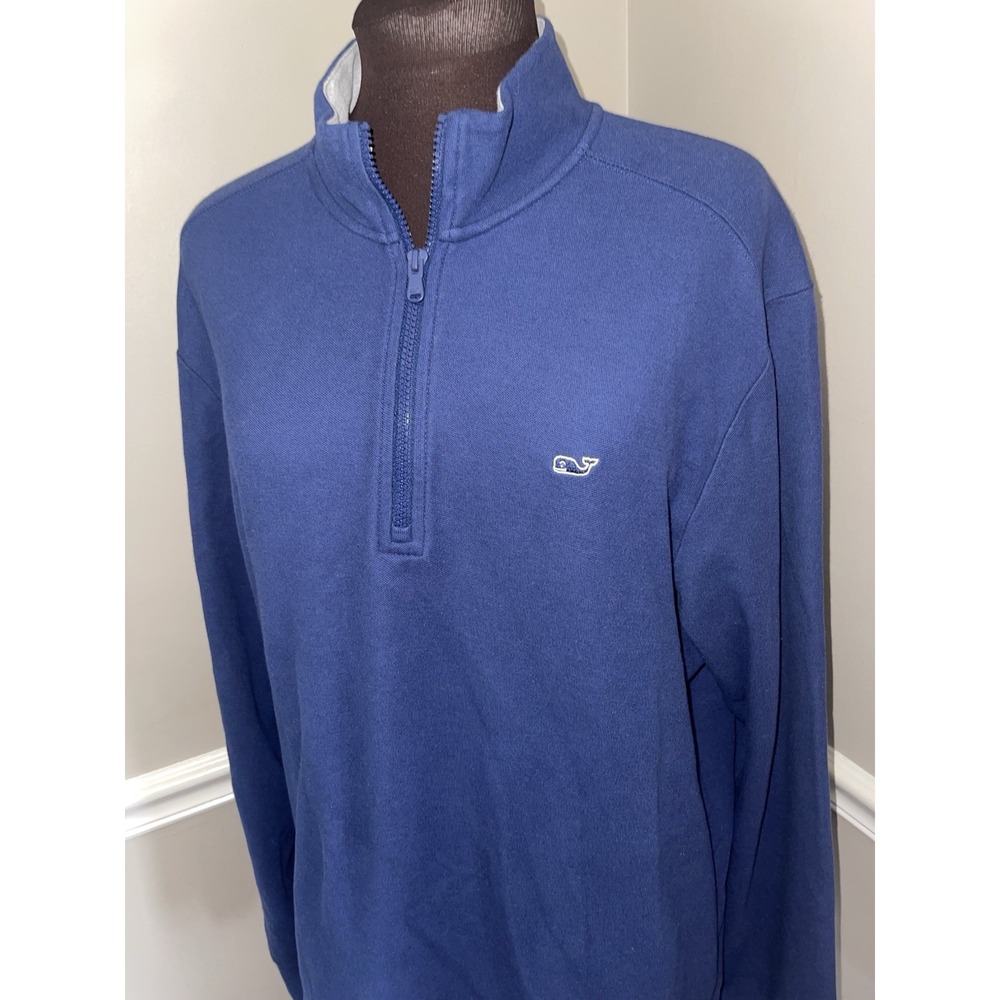 Vineyard Vines Quarter Zip Pullover Shirt Navy Blue Cotton Men's L Preppy